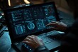 © isolatedgenerativeai - Person working on laptop with futuristic interface