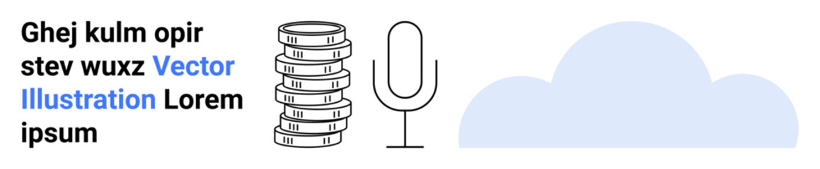 Poster - stacked storage disks, a microphone, and a cloud representing data storage, audio communication, and