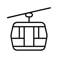 Poster - Outline cable car vector for mountain transport and ski resort travel illustration and design element drawing