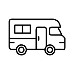Poster - Outline rv camper van vector illustration for travel adventure and road trip designs and vacation graphics
