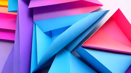 Aufkleber - Geometric Abstract Colorful Background of Overlapping Paper Shapes in Modern Design