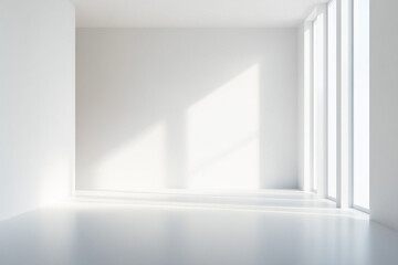 Poster - bright empty white room with window light shining on floor