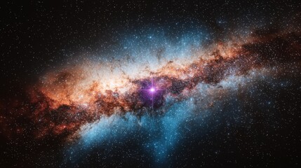 a purple and blue nebula with stars in the background