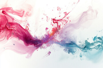 Poster - Abstract Color Smoke Flowing with Pink and Blue on White
