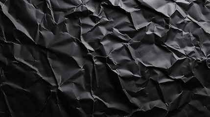 Poster - Black crumpled paper is creating a textured and abstract background