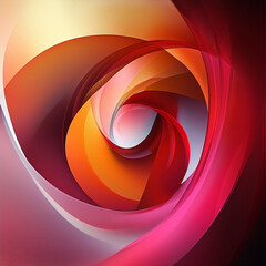 Poster - Abstract Swirling Shapes in Red Orange and Pink Tones