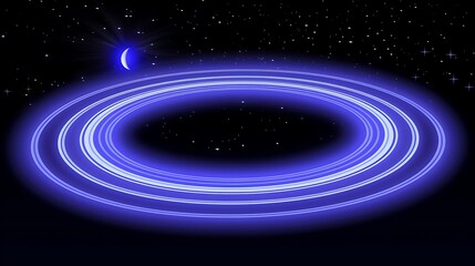 Poster - A glowing abstract depiction of cosmic rings and a celestial body