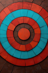 Poster - Colorful circular design with concentric patterns in shades of red and blue