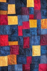 Aufkleber - Vibrant quilt displaying different stitching techniques and fabric patterns