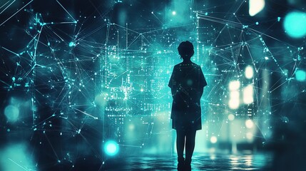 Poster - Silhouette of Healthcare Professional in Modern Digital Environment