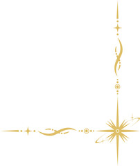 Wall Mural - Celestial magic border. Mystic ornament with sun and stars. Astrology corner element and elegant divider with spiritual symbols. Vintage decoration with esoteric signs.