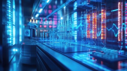 Poster - Futuristic Medical Lab with Generative AI Technology and Neon Lights
