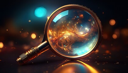 Wall Mural - a beautifully lit magnifying glass emphasizing detailed view