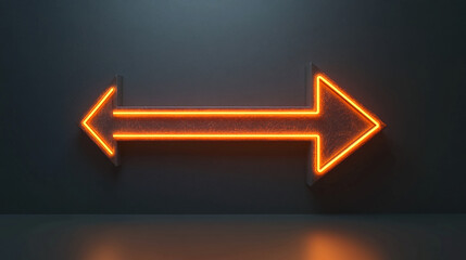 Poster - Neon orange arrows direction left right sign background graphic design element illustration concept art