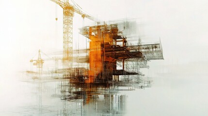 Poster - Futuristic Engineering Concept of Urban Building Construction Project