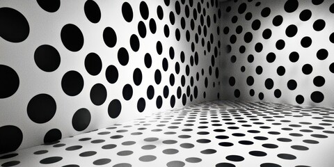 Aufkleber - A large room with a white wall and black and white dots on it