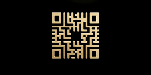 Poster - A QR code is lit up in neon colors in a futuristic setting