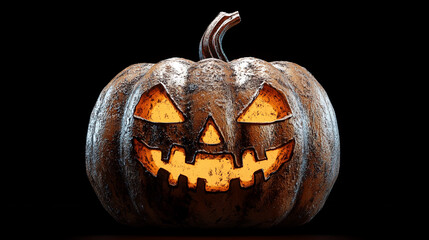 Poster - Halloween pumpkin jack o lantern spooky carved decoration autumn october holiday scary face traditional 100