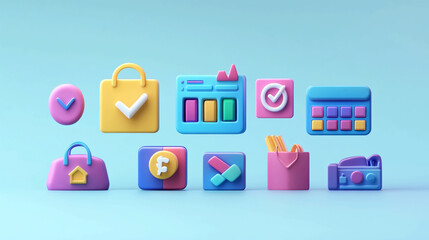 Poster - Colorful business icons set for web design and mobile app development tools and ui elements collection