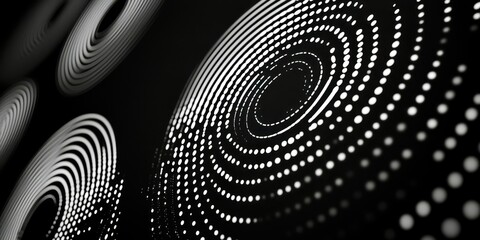 Poster - A black and white image of a spiral with many dots