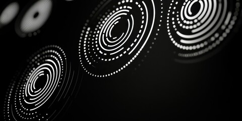 Poster - A black and white image of a spiral with many dots