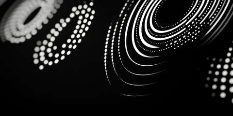 Poster - A black and white image of a spiral with many dots