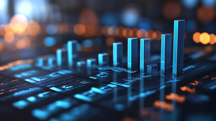 Poster - Analyzing business graph data visualization with financial chart and market trend analysis report view