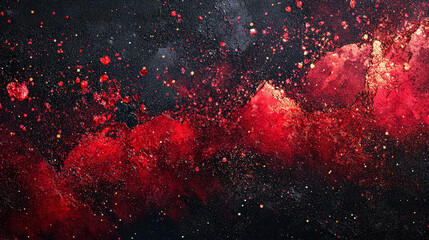 Wall Mural - red and black background with red and black dots scattered throughout. the background is a mix of re