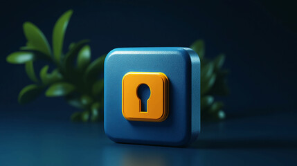 Poster - Secure access concept with keyhole icon for privacy and protection in digital security systems design