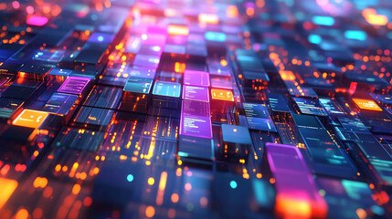 Poster - Abstract technology background digital grid data flow network connection visualization render d render futuristic