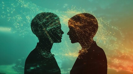 Poster - Silhouettes of Professionals Engaged in Networking and Collaboration