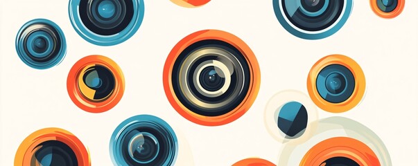 Fototapete - Colorful camera lens floating creating a modern background