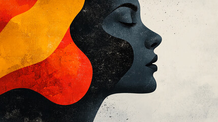 Poster - Abstract woman portrait art print modern wall decor female face painting contemporary artwork design style