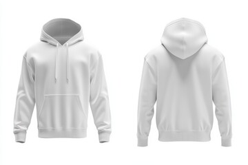 Poster - White hoodie displayed from front and back views against a plain background showcasing minimalistic design