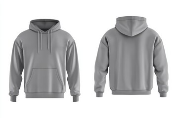 Poster - Gray hoodie displayed from front and back views showcasing its design and style for casual wear