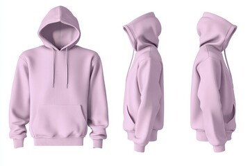 Poster - Stylish lavender hoodie displayed from multiple angles highlighting its design and features for potential buyers
