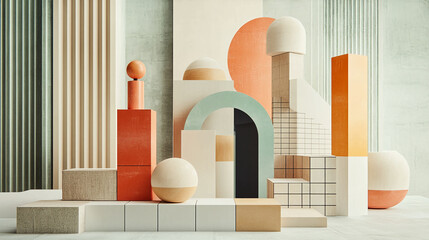 Poster - Abstract geometric shapes background for product display and creative presentation scene design