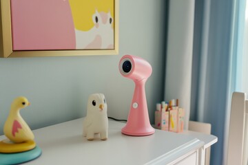 Poster - Playful interior with a pink device and colorful decor in a cozy children's room full of delightful characters