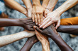 © Алла Морозова - Group of people with different skin tones are holding hands in a circle