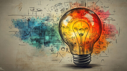 Poster - Light bulb idea creativity innovation inspiration concept design thinking art drawing sketch illustration