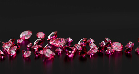 Poster - Ruby diamond topaz Gem placed on glossy background 3d rendering soft focus	
