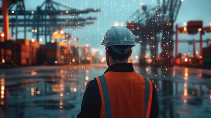 Poster - Engineer in Hardhat Using Digital Twin Technology on Construction Site