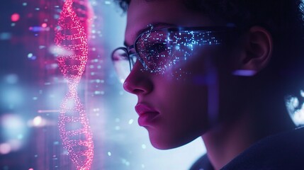 Poster - Scientist Analyzing Data in a High-Tech Medical Research Lab