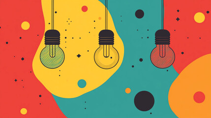 Poster - Colorful light bulbs illustration vector design for creative ideas and business innovation concept