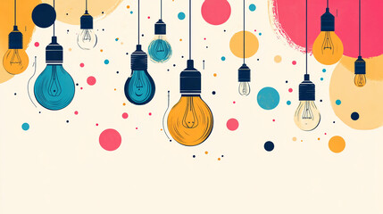 Poster - colorful light bulbs illustration creative idea innovation inspiration concept design graphic art en