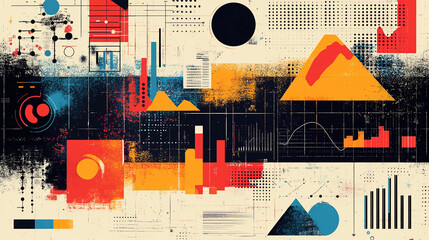 Poster - Abstract data visualization art with geometric shapes and modern design for graphic design projects