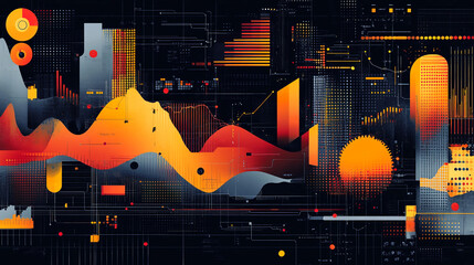Poster - Abstract data visualization with charts and graphs for business intelligence analysis use case