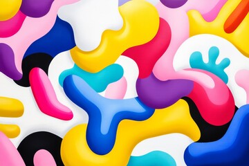 Poster - Abstract Colorful Shapes Design - Vibrant abstract art featuring intermingling colorful shapes, ideal for backgrounds or design elements
