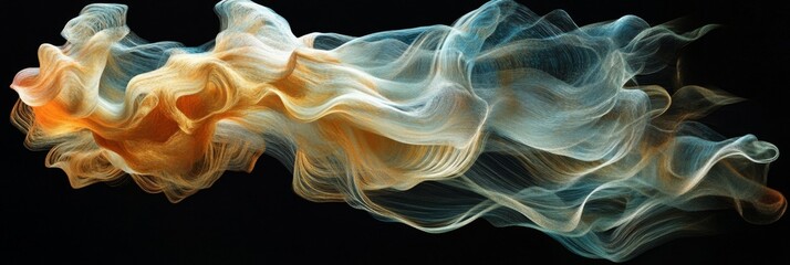 Poster - Abstract Data Flow Visualization - Fluid forms, swirling colors, data streams, ethereal movement, art. Symbolizing: Transformation, connectivity, flow, complexity, innovation