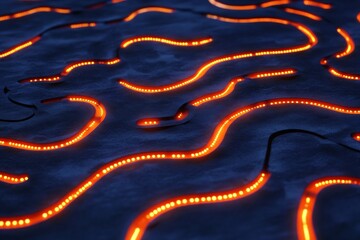 Poster - abstract orange circuit board design - futuristic technology, innovation, glowing pathways, abstract